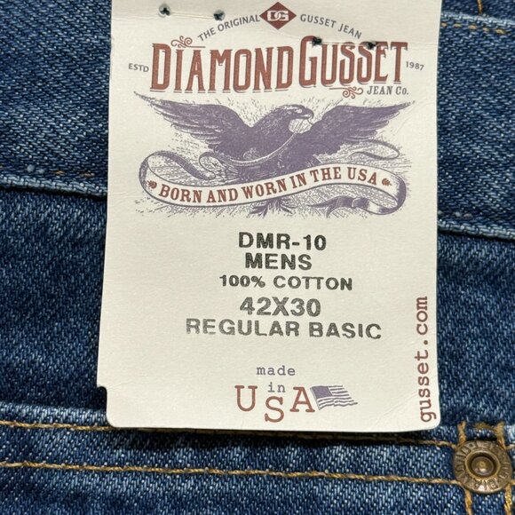 Diamond Gusset Blue Jeans Mens 42 x 30 NWT Stonewash Regular Western Denim USA - Picture 6 of 16